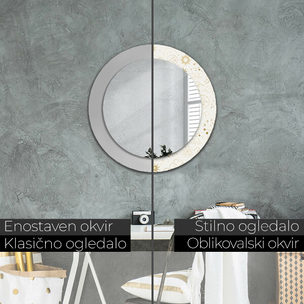 Espelho de parede circular decorativo Padrão místico esotérico