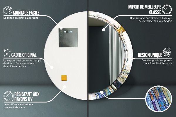 Espelho com moldura impressa redondo Vitral abstrato