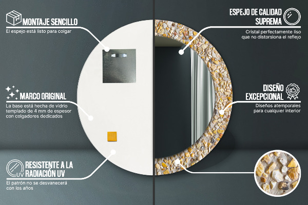 Espelho circular de parede decorativo Padrão de terraço