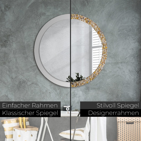 Espelho circular de parede decorativo Padrão de terraço