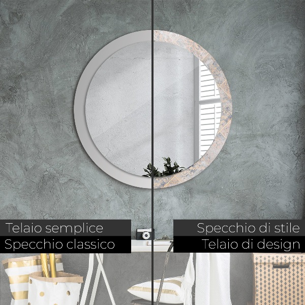 Espelho circular de parede decorativo Mosaico gasto