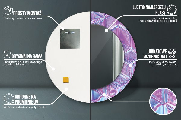 Espelho com moldura impressa redondo Abstrato surrealista