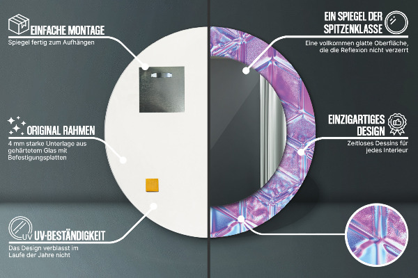 Espelho com moldura impressa redondo Abstrato surrealista