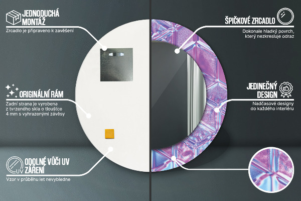 Espelho com moldura impressa redondo Abstrato surrealista