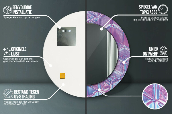 Espelho com moldura impressa redondo Abstrato surrealista