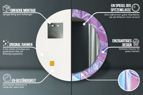 Espelho com moldura impressa redondo Abstrato surrealista