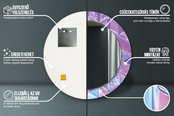 Espelho com moldura impressa redondo Abstrato surrealista