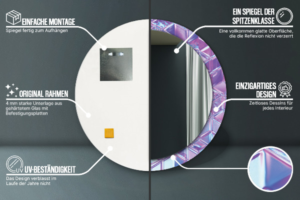 Espelho com moldura impressa redondo Abstrato surrealista