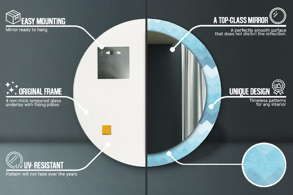 Espelho com moldura impressa redondo Padrão Chevron
