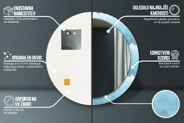 Espelho com moldura impressa redondo Padrão Chevron