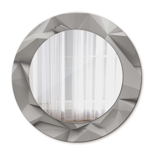 Espelho com moldura impressa redondo Cristal branco abstrato