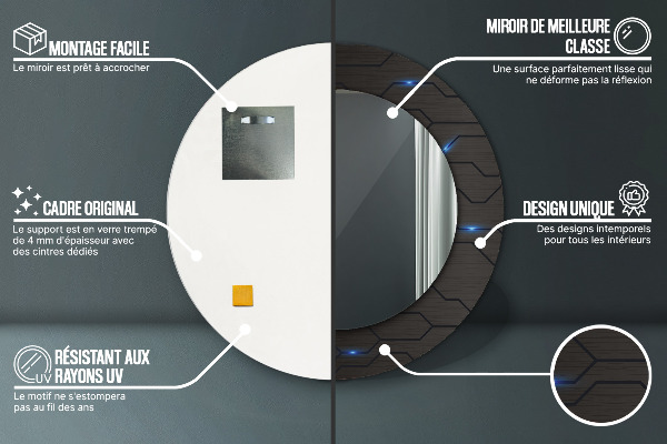 Espelho de parede circular decorativo Abstrato futurista