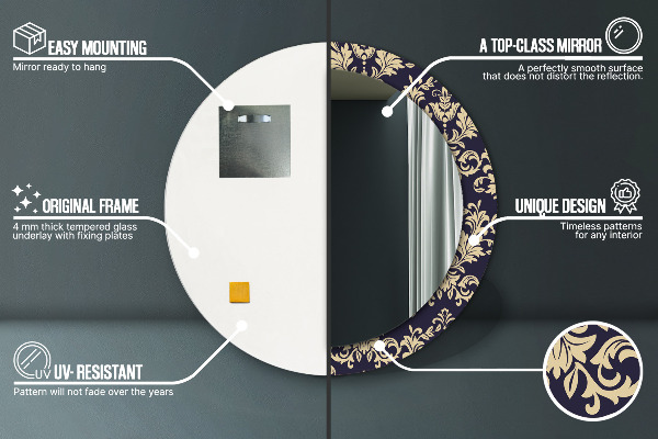 Espelho circular de parede decorativo Padrão floral