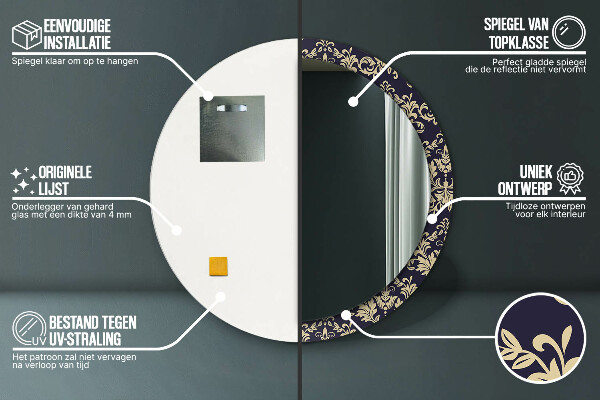 Espelho circular de parede decorativo Padrão floral