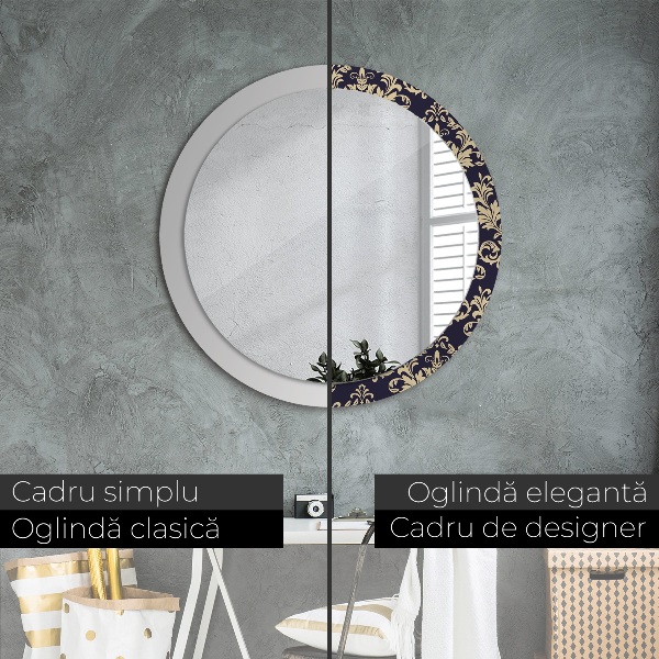 Espelho circular de parede decorativo Padrão floral