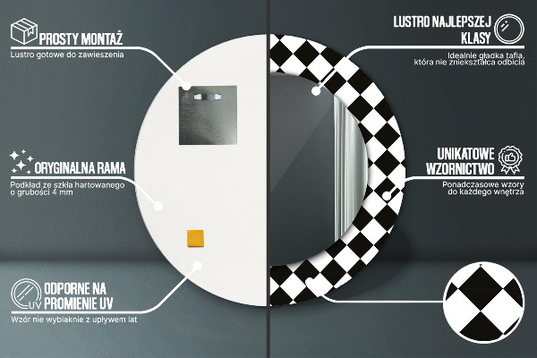 Espelho circular de parede decorativo Mesa com tabuleiro de xadrez