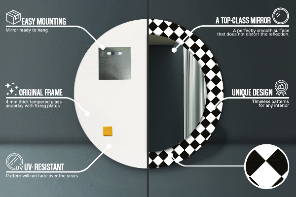 Espelho circular de parede decorativo Mesa com tabuleiro de xadrez