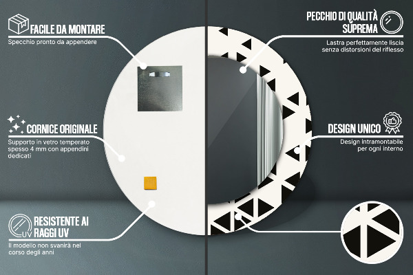 Espelho circular de parede decorativo Geométrico abstrato