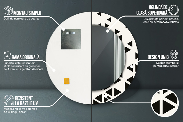 Espelho circular de parede decorativo Geométrico abstrato