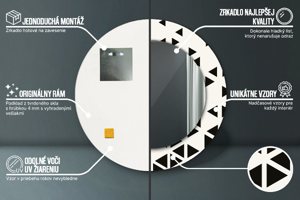 Espelho circular de parede decorativo Geométrico abstrato