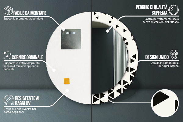 Espelho circular de parede decorativo Geométrico abstrato
