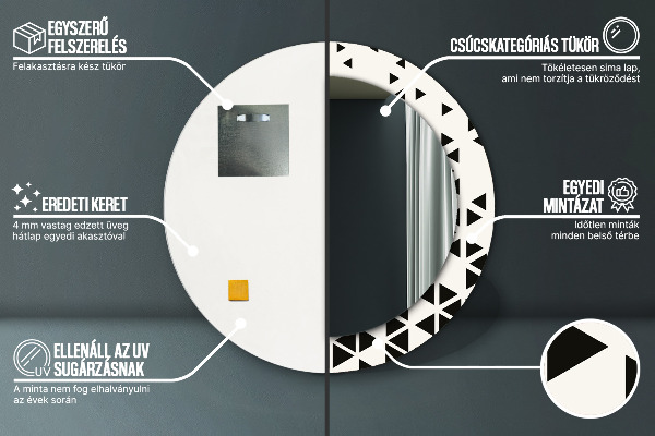 Espelho circular de parede decorativo Geométrico abstrato