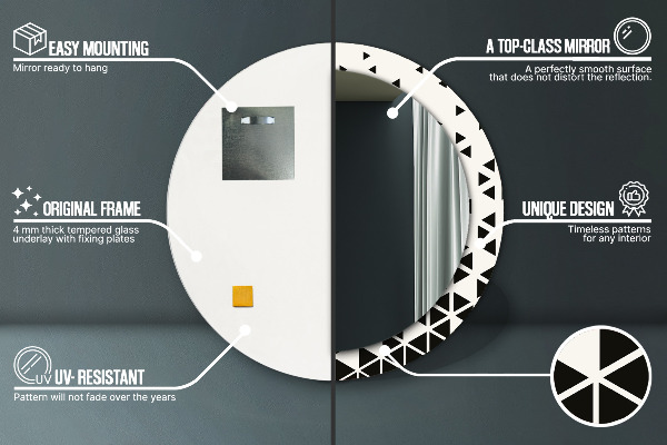 Espelho circular de parede decorativo Geométrico abstrato
