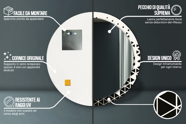 Espelho circular de parede decorativo Geométrico abstrato