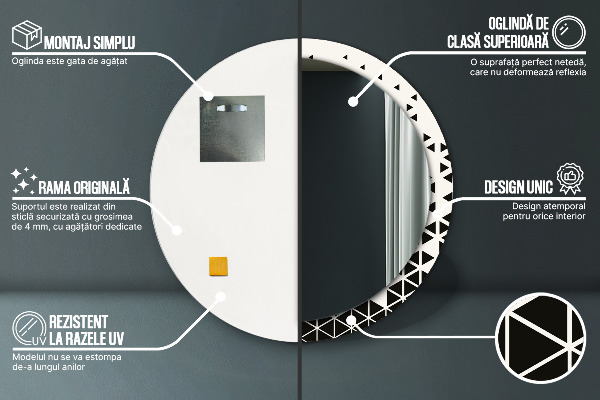 Espelho circular de parede decorativo Geométrico abstrato