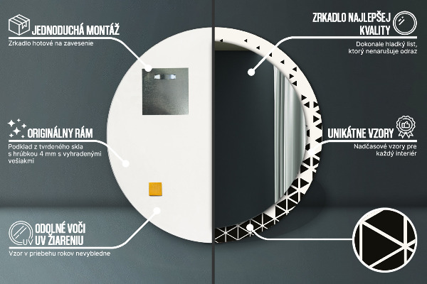 Espelho circular de parede decorativo Geométrico abstrato
