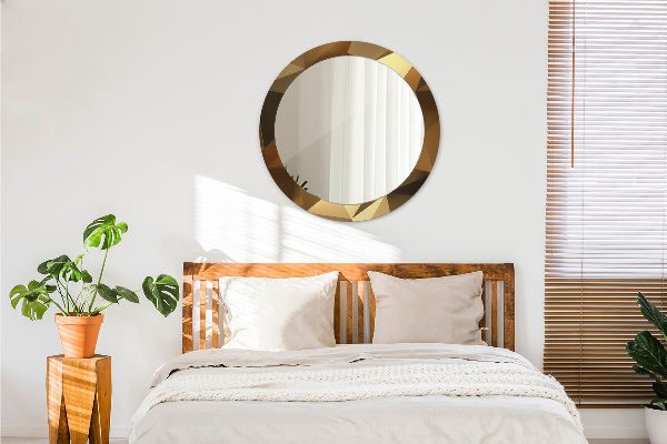 Espelho circular decorativo de parede Abstrato dourado