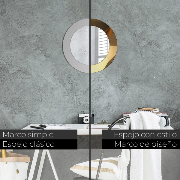 Espelho circular decorativo de parede Abstrato dourado