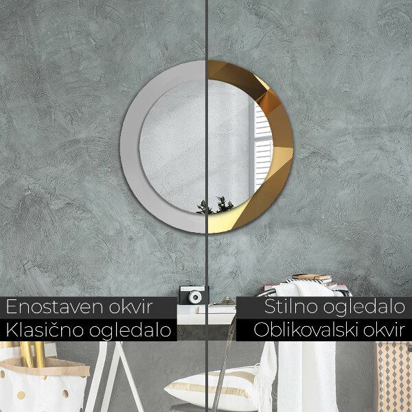 Espelho circular decorativo de parede Abstrato dourado