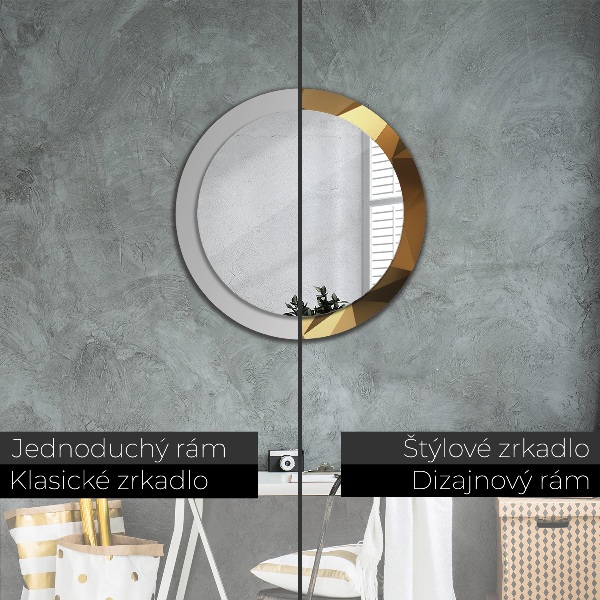Espelho circular decorativo de parede Abstrato dourado