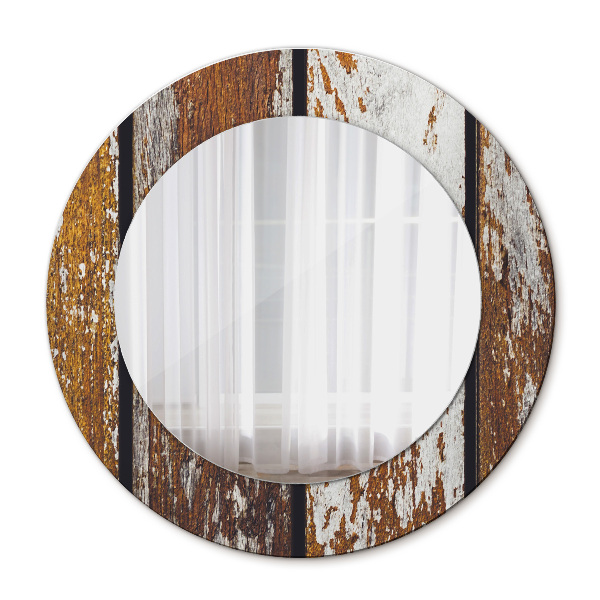Espelho circular de parede decorativo Madeira escura vintage