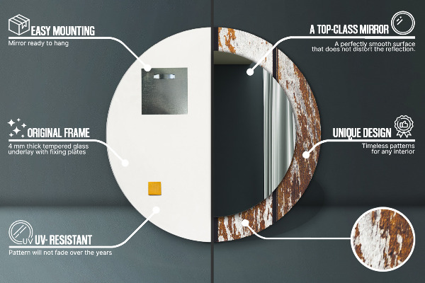 Espelho circular de parede decorativo Madeira escura vintage