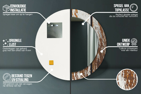 Espelho circular de parede decorativo Madeira escura vintage