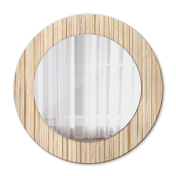 Moldura impressa espelho redondo Palha de bambu