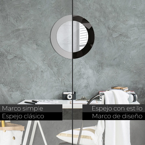 Espelho com moldura impressa redondo Preto abstrato