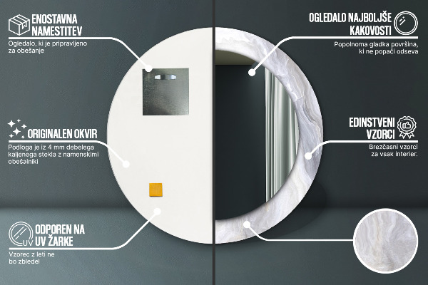 Espelho com moldura impressa redondo Mármore abstrato