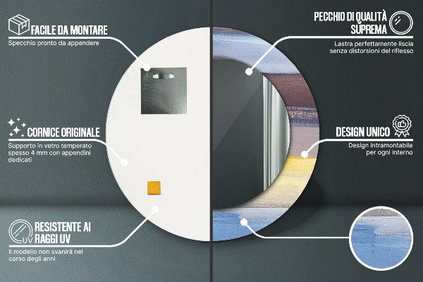 Moldura impressa espelho redondo Imagem abstrata