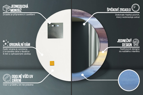 Moldura impressa espelho redondo Imagem abstrata