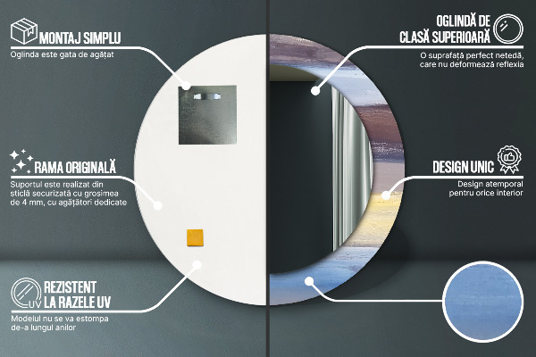 Moldura impressa espelho redondo Imagem abstrata