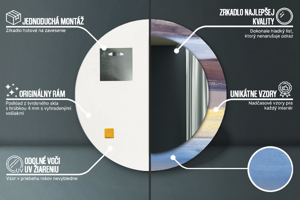 Moldura impressa espelho redondo Imagem abstrata