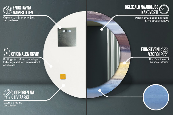 Moldura impressa espelho redondo Imagem abstrata