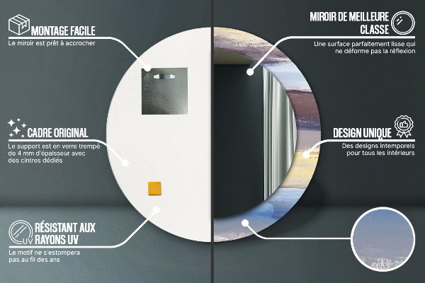 Moldura impressa espelho redondo Imagem abstrata