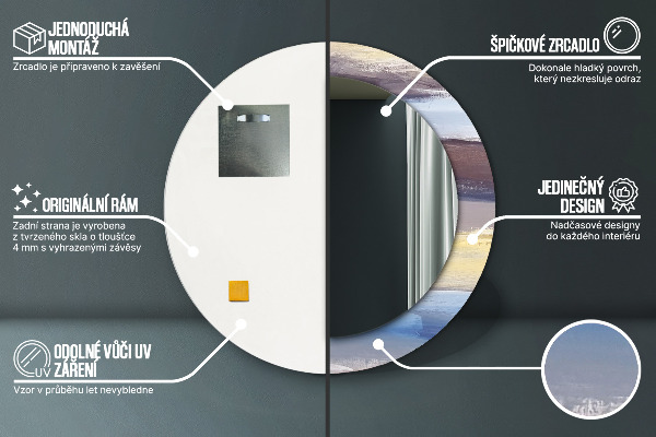 Moldura impressa espelho redondo Imagem abstrata