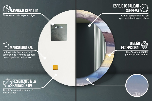 Moldura impressa espelho redondo Imagem abstrata