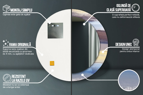 Moldura impressa espelho redondo Imagem abstrata