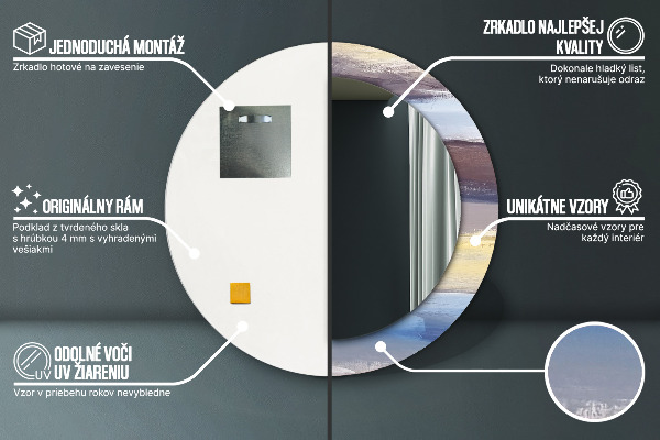 Moldura impressa espelho redondo Imagem abstrata